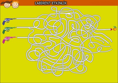 Elmayı vuran tabanca labirent bulmaca etkinliği