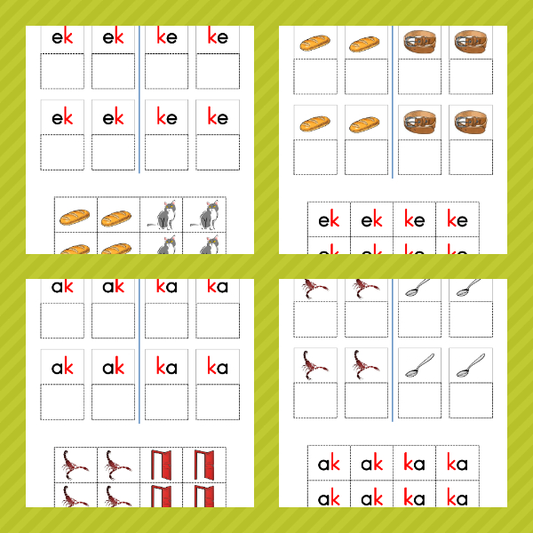 1. Sınıf İlkokuma Yazma - K Sesi EK - KE - AK - KA Heceleri Kes - Yapıştır Etkinliği