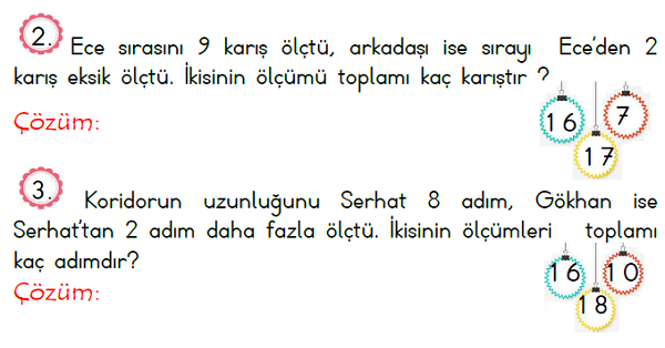 1.Sınıf Matematik Toplama ve Çıkarma İşlemi Problemleri 4