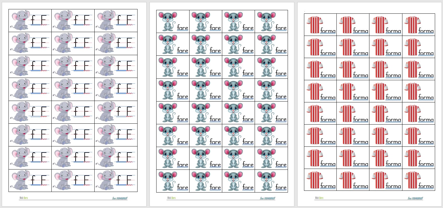 1. Sınıf İlk Okuma Yazma F Sesi Defter Çalışması