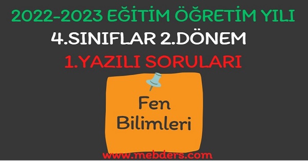 4.Sınıf Fen Bilimleri 2.Dönem 1.Yazılı Sınavı