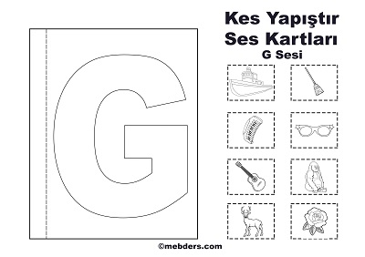 1.Sınıf İlk Okuma Kes Yapıştır Ses Kartı - G Sesi