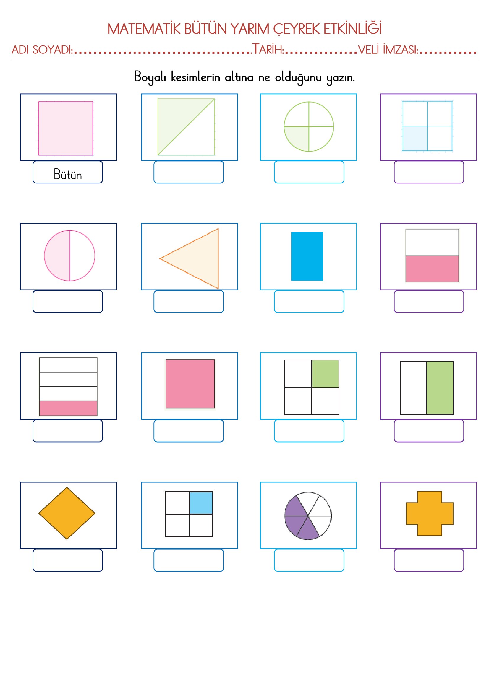 3.Sınıf Matematik Bütün Yarım Çeyrek Etkinliği-2