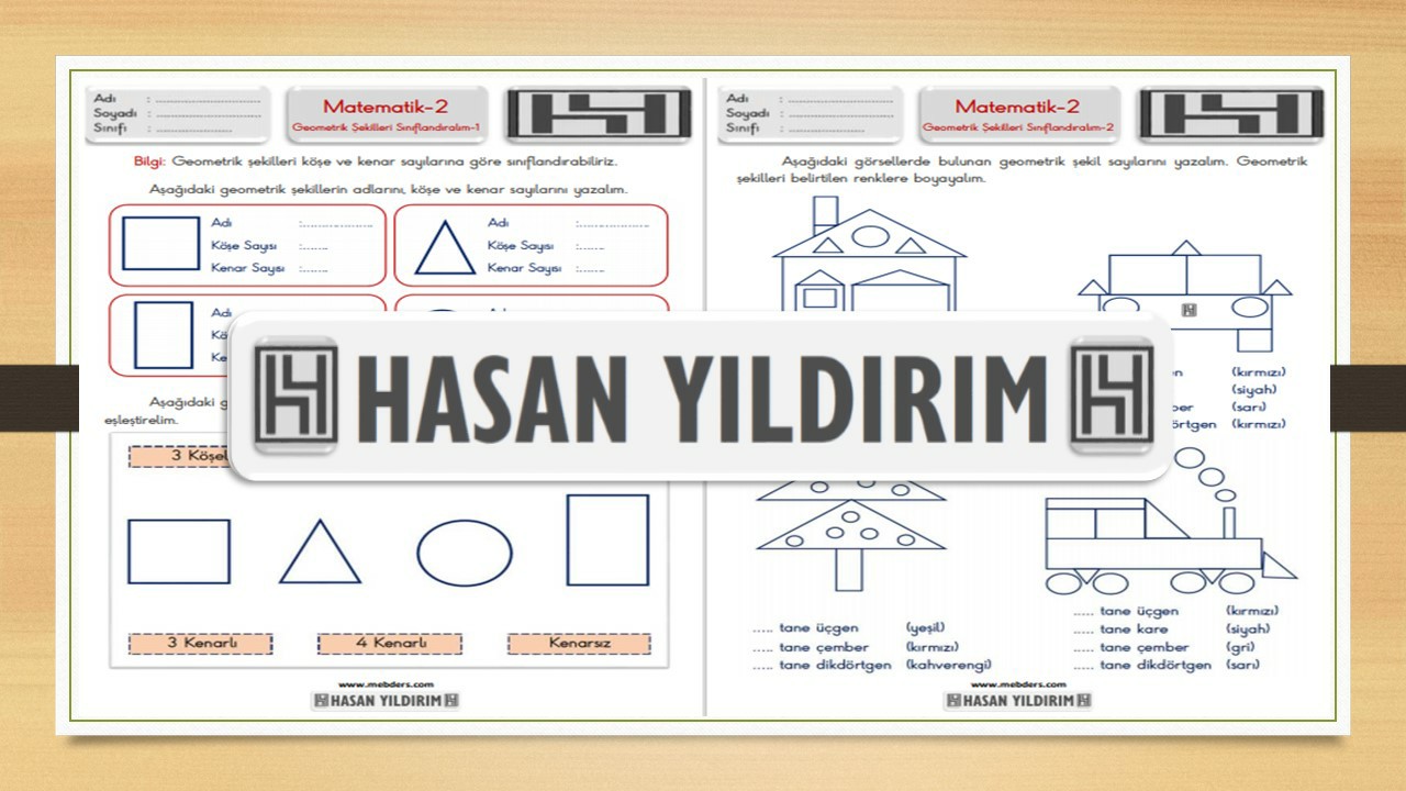 2.Sınıf Matematik Geometrik Şekilleri Sınıflandırma Çalışma Sayfaları