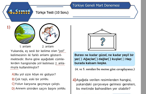 4. Sınıf Mart Ayı Denemesi (PDF)