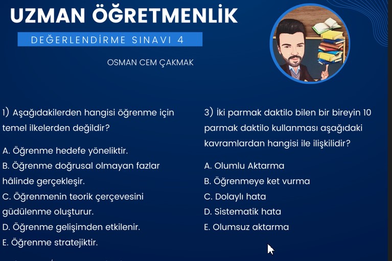 Uzman Öğretmenlik Deneme Sınavı 4 (Tüm Modüller)