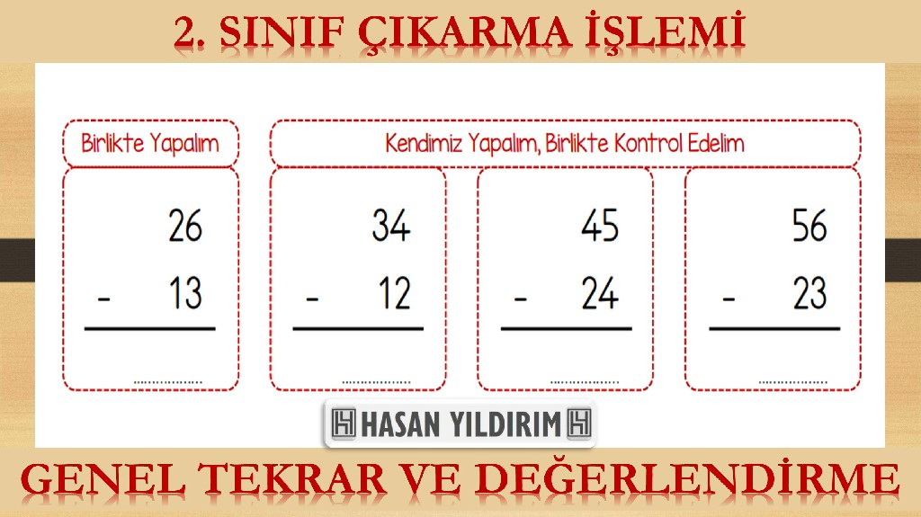 2.Sınıf Çıkarma İşlemi - Genel Tekrar ve Değerlendirme Çalışması (4 Sayfa)