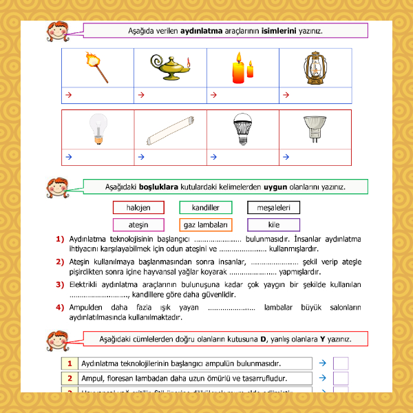 4. Sınıf Fen Bilimleri - Aydınlatma Teknolojileri Etkinliği