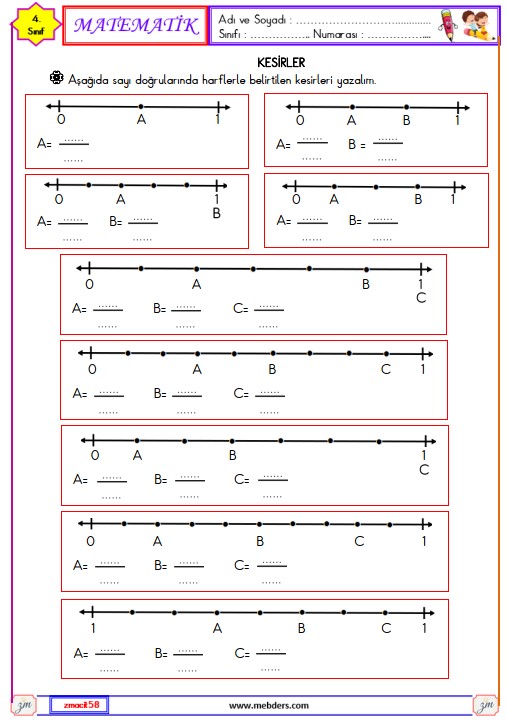 4. Sınıf Matematik Kesirler Etkinliği 4