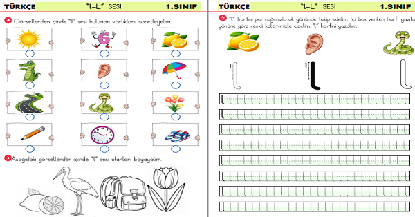 1. Sınıf İlk Okuma Yazma L Sesi Fasikül Çalışması (14 Sayfa)