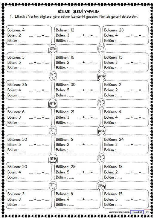 2. Sınıf Matematik Bölme İşlemi Etkinliği 4