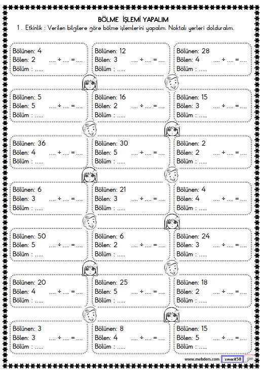 2. Sınıf Matematik Bölme İşlemi Etkinliği 4