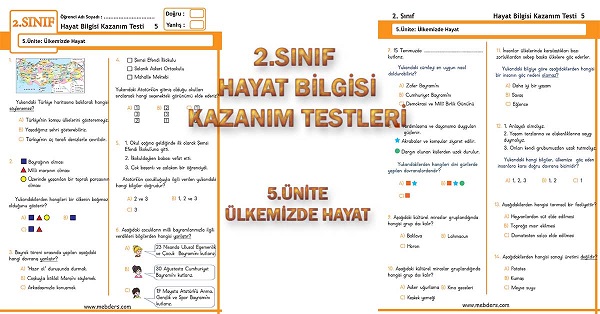 2.Sınıf Hayat Bilgisi Kazanım Testi - 5.Ünite - Ülkemizde Hayat