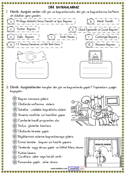 2. Sınıf Hayat Bilgisi Dini Bayramlarımız Etkinliği