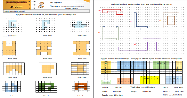 3.Sınıf Matematik Alan Ölçme Etkinliği 2