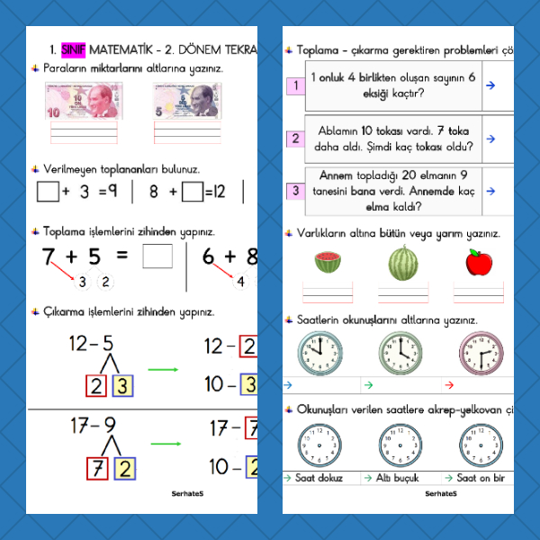 1. Sınıf Matematik - 2. Dönem Tekrar Etkinliği - 3