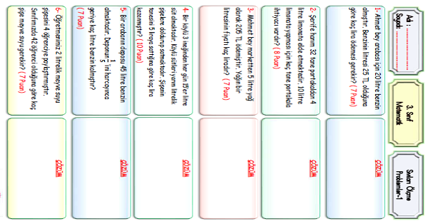 3.Sınıf Matematik Sıvıları Ölçme Problemleri-1