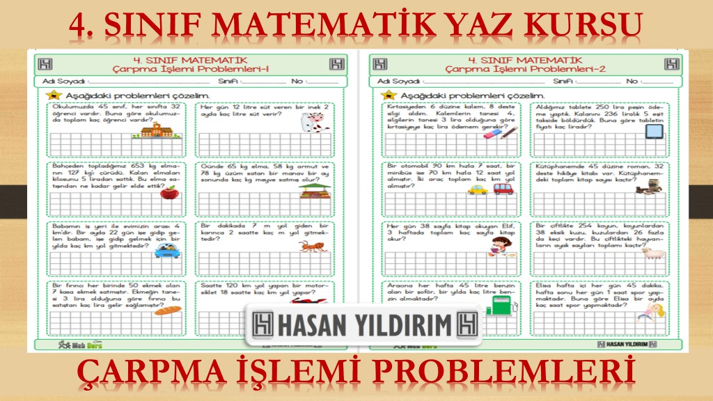 4.Sınıf Matematik Yaz Kursu - Çarpma İşlemi Problemleri (4.Sınıfa Hazırlık)