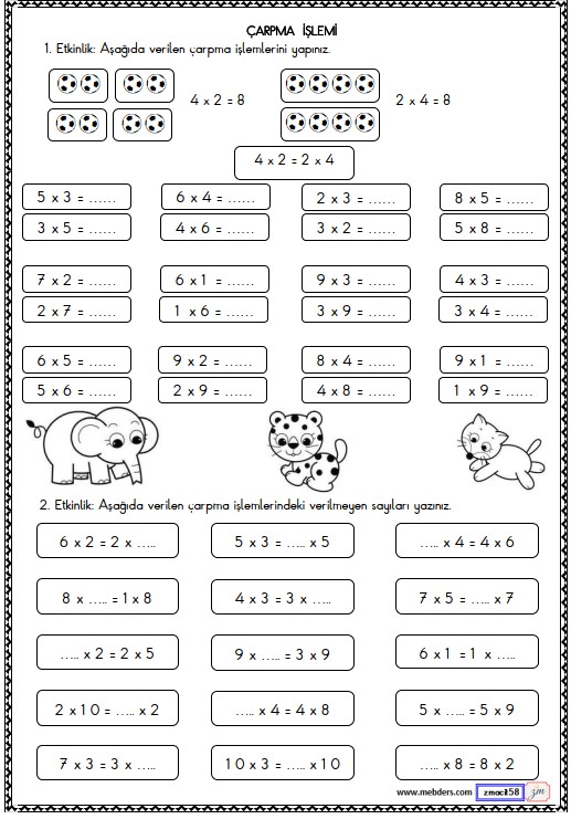 2. Sınıf Matematik Çarpma İşlemi Etkinliği 9