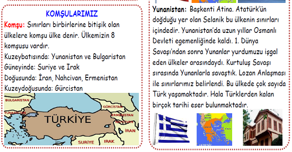 4.Sınıf Sosyal Bilgiler Uzaktaki Arkadaşlarım Ünite Özeti