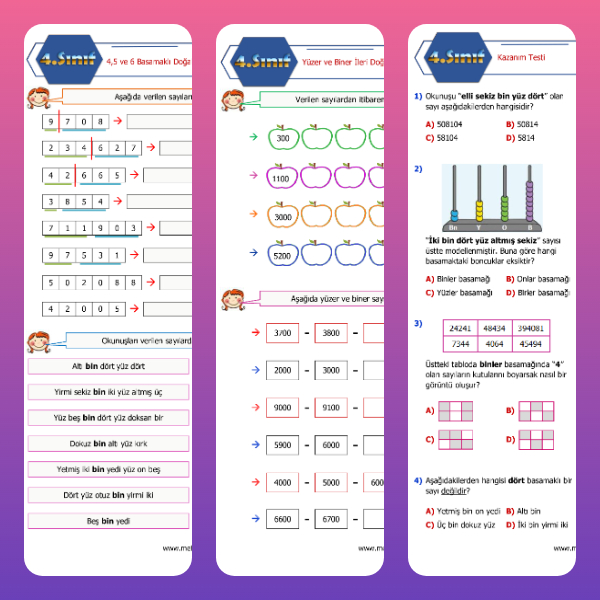 4. Sınıf Matematik - 4,5 ve 6 Basamaklı Doğal Sayılar (12-16 Eylül)