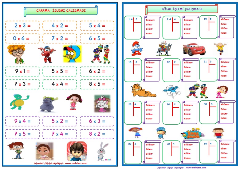 2.Sınıf Matematik Dört İşlem Tekrar Çalışması  1    (4 Sayfa)