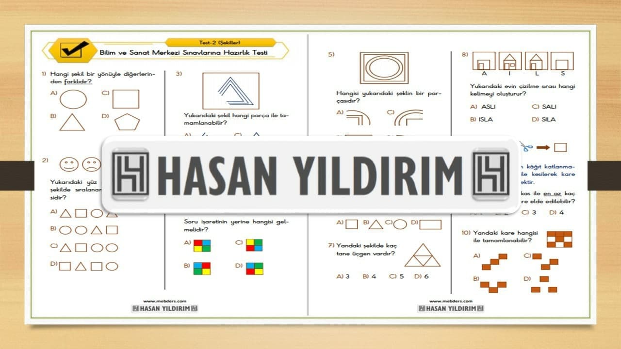 BİLSEM Sınavlarına Hazırlık Testi-2