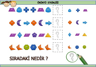 Geometrik şekiller eğlenceli örüntü etkinliği