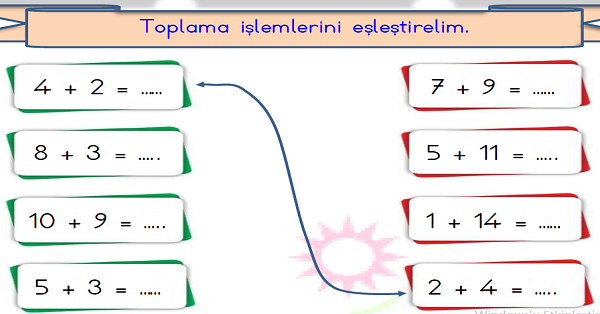 1.Sınıf Matematik Toplama İşlemi Yer Değiştirme-2