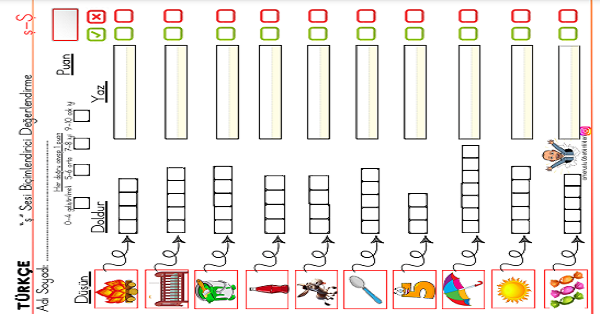 1. Sınıf İlk Okuma Yazma Ş Sesi Dikte Değerlendirme