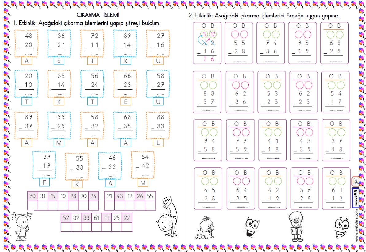 2. Sınıf Matematik Çıkarma İşlemi Etkinliği