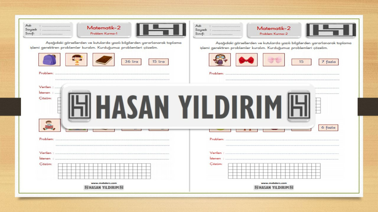 2.Sınıf Matematik Toplama İşlemi Gerektiren Problem Kurma Çalışma Sayfaları