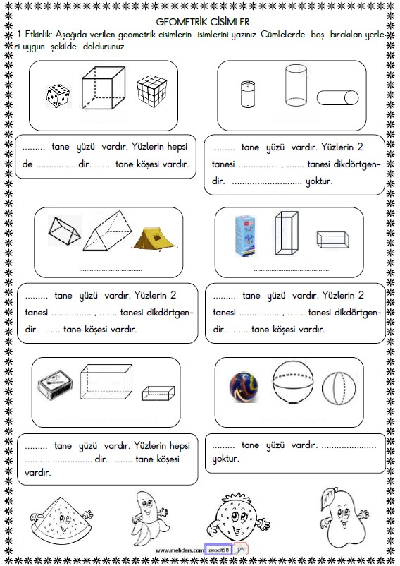 2. Sınıf Matematik Geometrik Cisimler Etkinliği 3