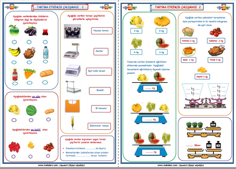 2.Sınıf Matematik Tartma Etkinlikleri 1-2   (2 Sayfa)