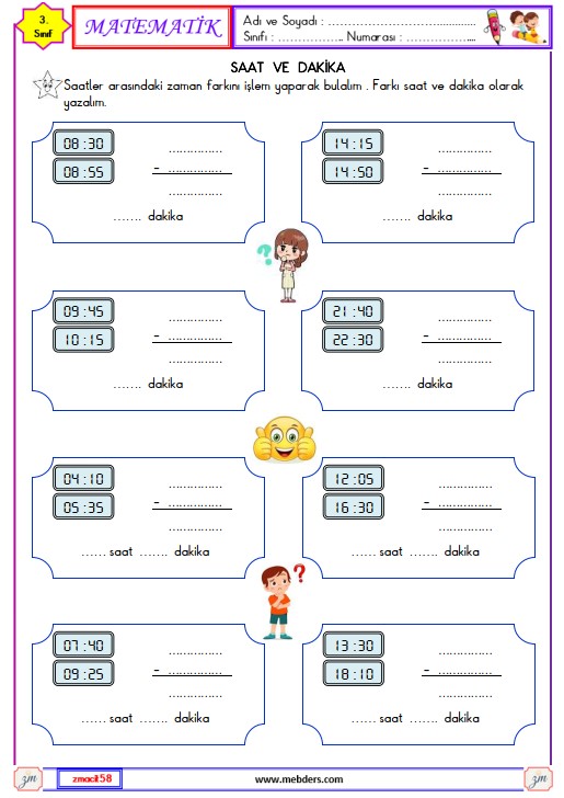 3. Sınıf Matematik Zamanı Okuyalım ve Yazalım Etkinliği 12