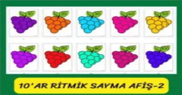 1.Sınıf Matematik Onar Ritmik Sayma Afiş Üzümlü Şablon