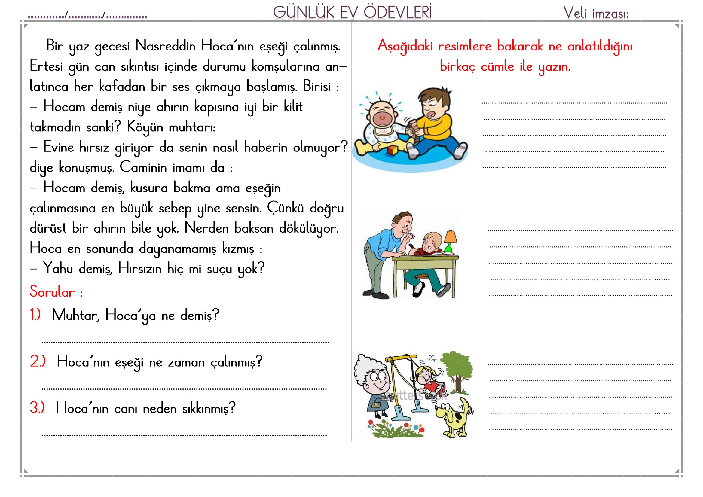 1.Sınıf - 04 Şubat 2026 Günlük Ev Ödevleri