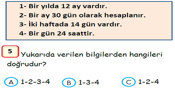 3.Sınıf Matematik Zamanı Ölçme Yaprak Test-2