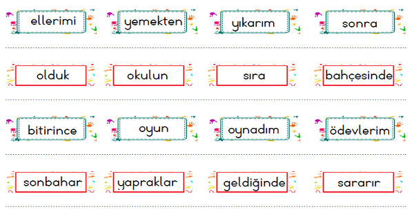 1.Sınıf Türkçe Anlamlı ve Kurallı Cümle Oluşturma Etkinliği-3