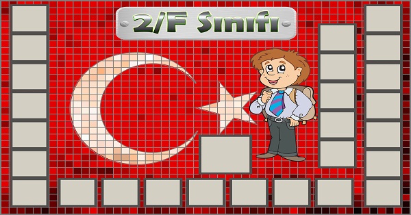 Model 54, 2F şubesi için Türk bayraklı fotoğraf eklemeli kapı süslemesi - 26 öğrencilik