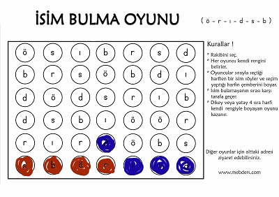 3.Grup Harflerle İsim Bulma Oyunu