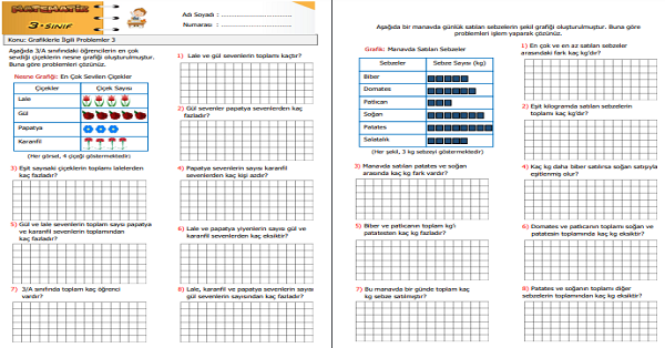 3.Sınıf Matematik Grafiklerle İlgili Problemler 3