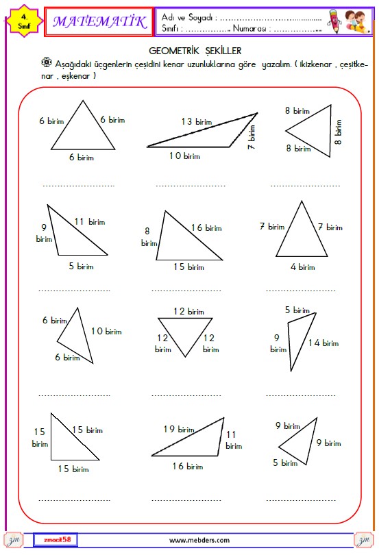 4. Sınıf Matematik Geometrik Şekiller Etkinliği 7