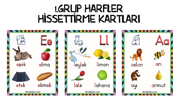 1.Grup Harfler Hissettirme Kartları