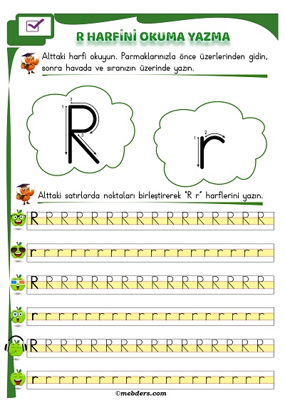 1.Sınıf İlkokuma R Sesi Okuma Yazma Etkinliği