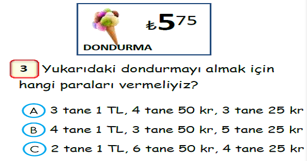 3.Sınıf Matematik Paralarımız Yaprak Test-1