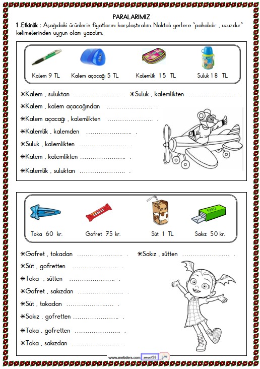 2. Sınıf Matematik Paralarımız Etkinliği 8