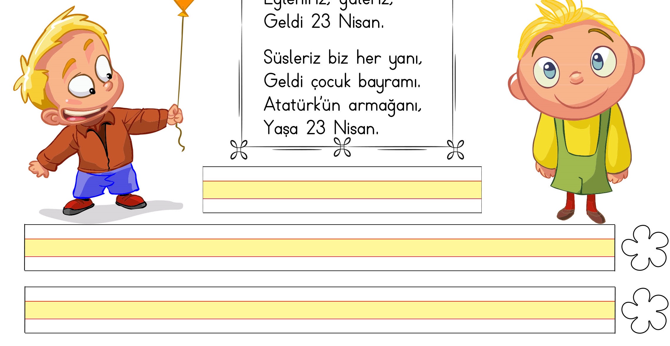 1.Sınıf Türkçe Oku, Yaz ve Değerlendir Etkinliği 2 (23 Nisan)