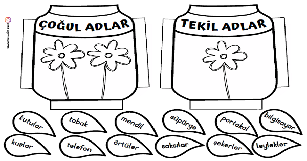 2.Sınıf Türkçe Tekil ve Çoğul Adlar Defter Çalışması-1