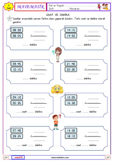 3. Sınıf Matematik Zamanı Okuyalım ve Yazalım Etkinliği 12